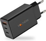 Voltière 65W Snellader - USB-C/ USB-A Oplader geschikt voor iPhone, Android, Macbook & Laptops - 2x USB-C & 1x USB-A 3.0 Adapter