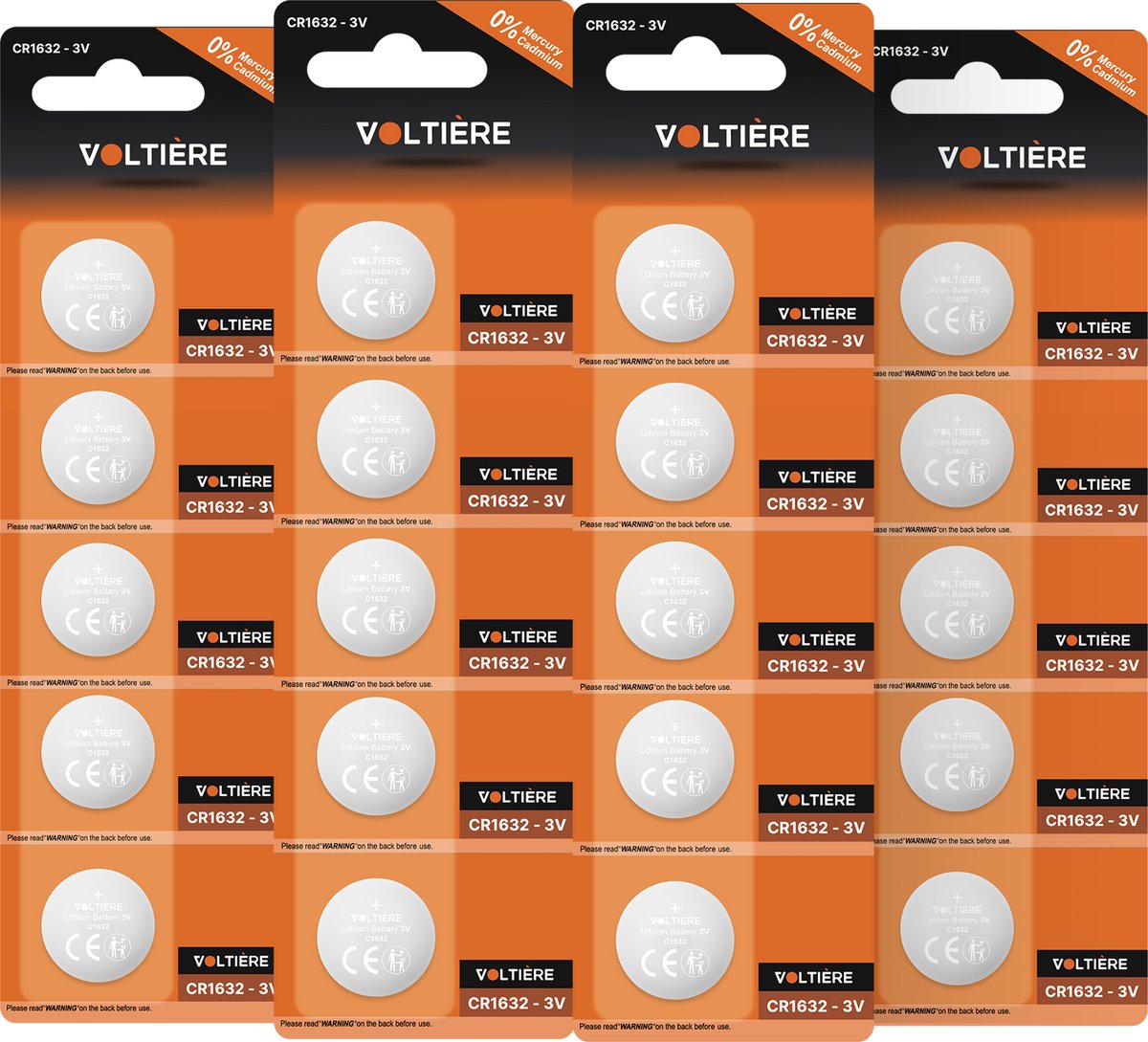 Voltière 20-Pack CR1632 Knoopcel Batterij - Lithium 3v CR1632