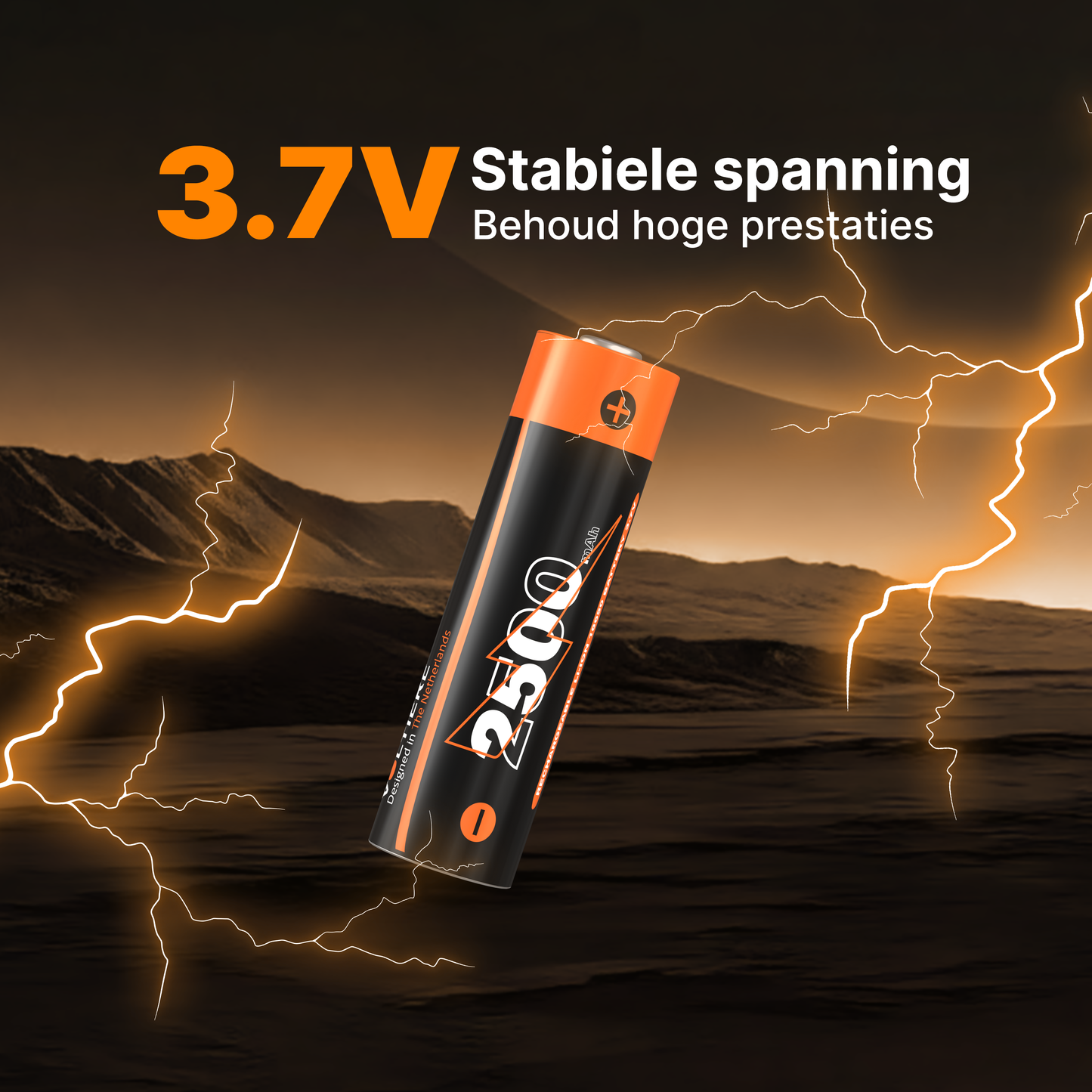 Voltière 2-Pack 18650 Oplaadbare Batterij - CR18650 3,7V Li-ion 2500mAh - Button Top