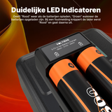 Voltière 2-Pack 18650 Oplaadbare Batterij + 2-Poorts Batterij Oplader 3.7V - CR18650 3,7V Li-ion 2500mAh - Button Top