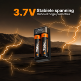 Voltière 2-Pack 18650 Oplaadbare Batterij + 2-Poorts Batterij Oplader 3.7V - CR18650 3,7V Li-ion 2500mAh - Button Top