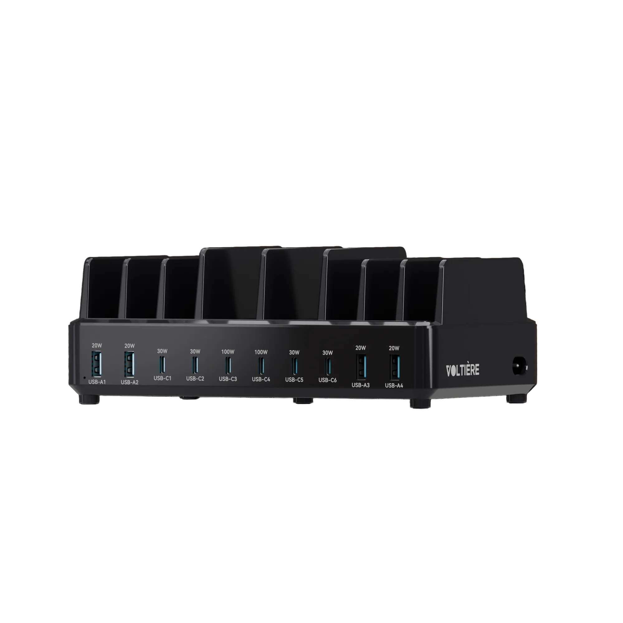 Voltière Oplaadstation 10 Poorten - 240W USB A en C Snellader voor Telefoon, Tablet & Laptop - Docking Station Bureau