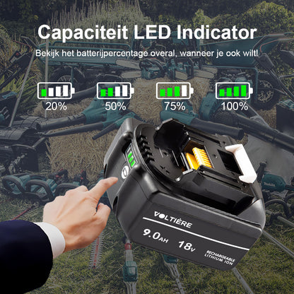 Voltière 9 ah Accu Geschikt voor 18v Makita Apparatuur - 9000 mAh - BL1850B