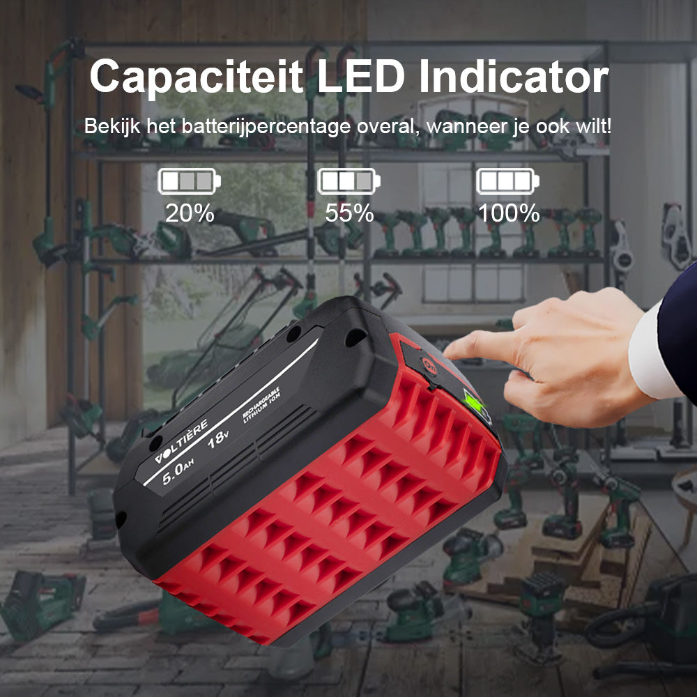 Voltière 5 ah Accu Geschikt voor 18v Bosch Professional Apparatuur - 5000 mAh - GBA Series