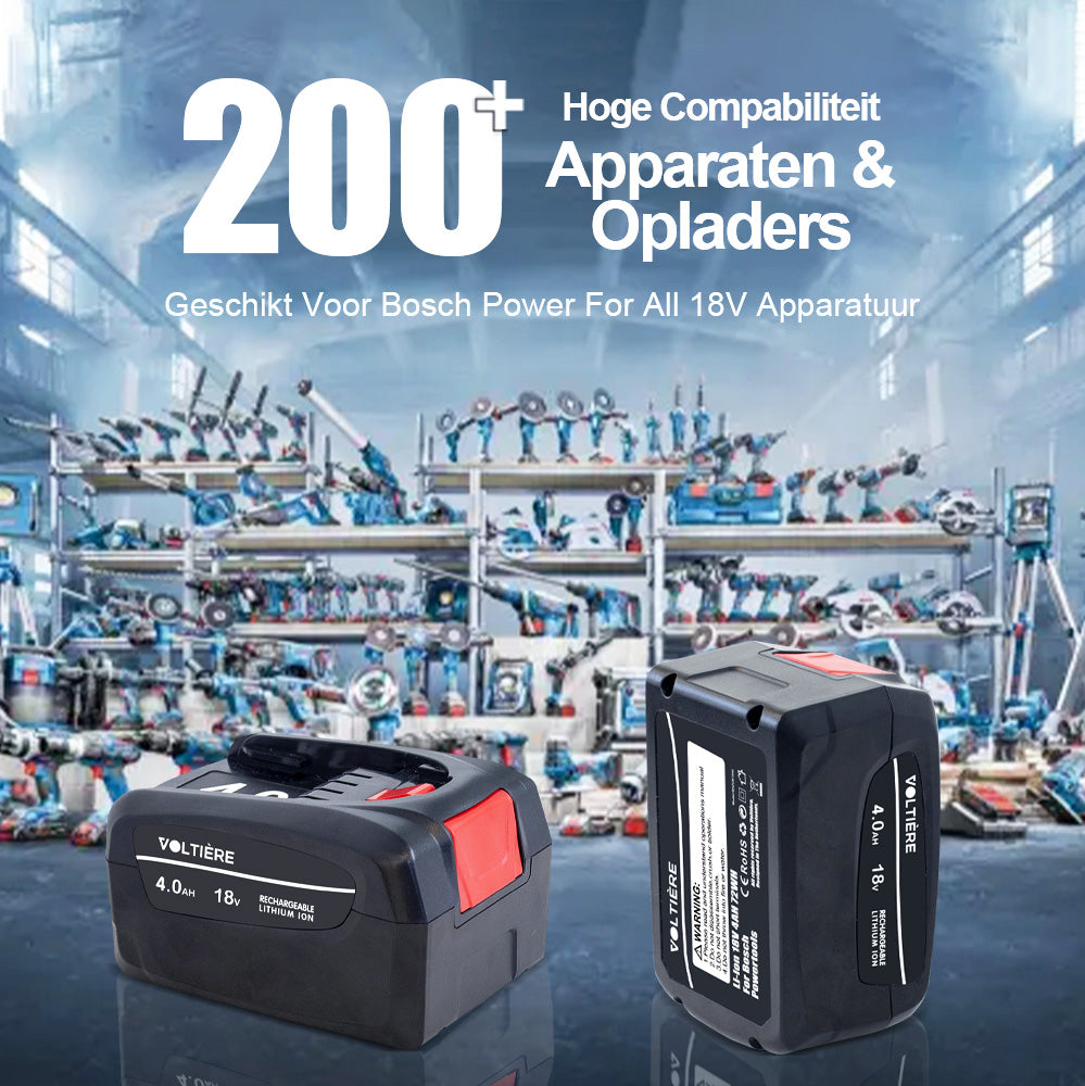 Voltière 4 ah Accu Geschikt voor 18v Bosch & Gardena Apparatuur - 4000 mAh - PBA Series