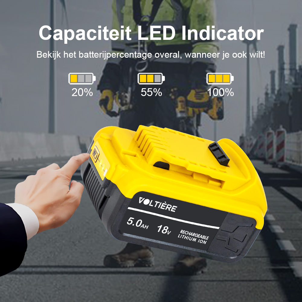 Voltière 5 ah Accu Geschikt voor 18v DeWalt Apparatuur - 5000 mAh - DCB184 Series