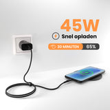 Voltière 45W Snellader - USB C Oplader - Snellader 45W - Zwart