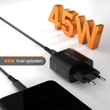 Voltière 45W Snellader - USB C Oplader - Snellader 45W - Zwart