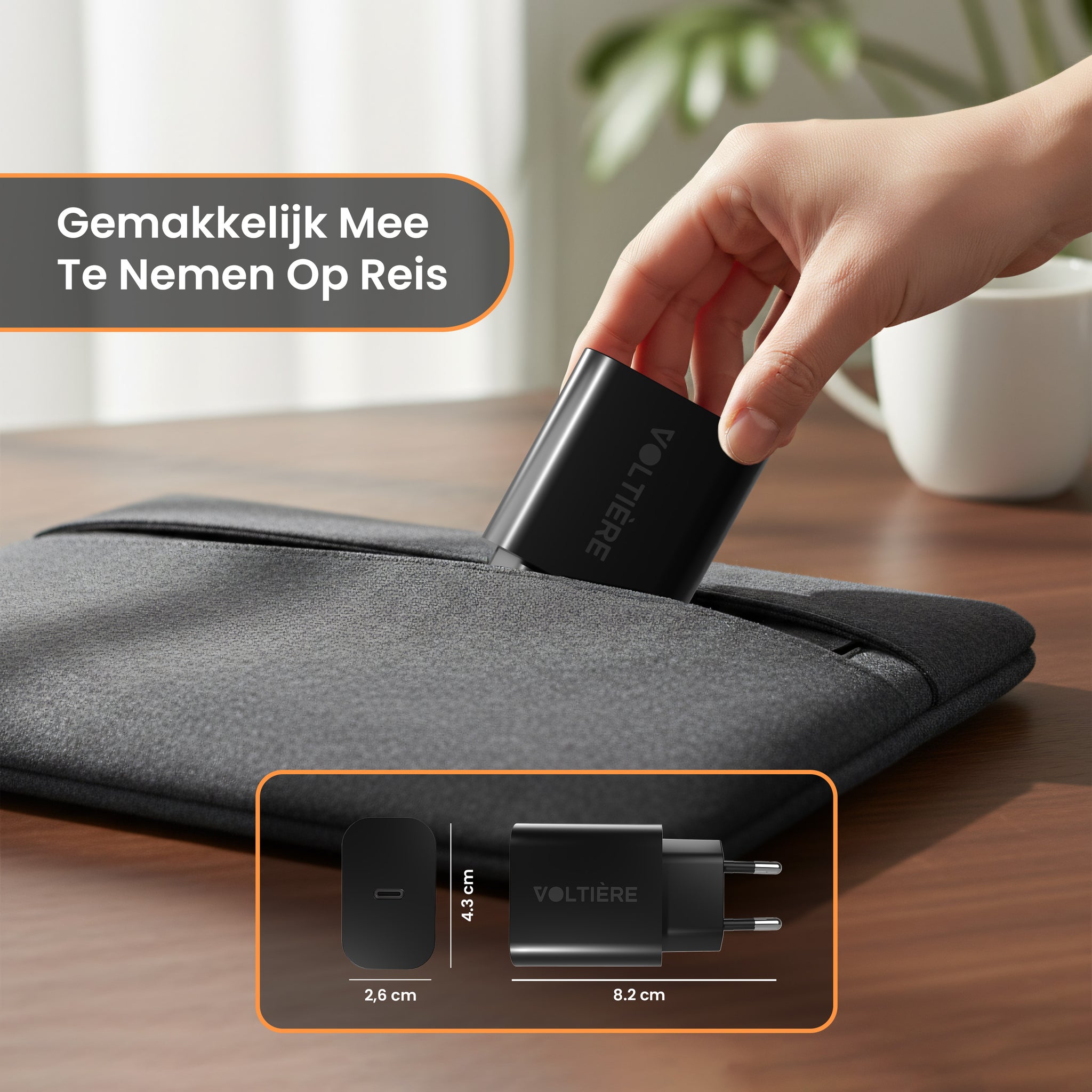 Voltière 45W Snellader - USB C Oplader - Snellader 45W - Zwart
