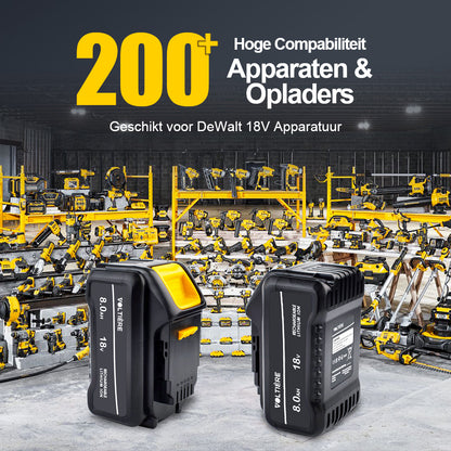 Voltière 8 ah Accu Geschikt voor 18v DeWalt Apparatuur - 8000 mAh - DCB188 Series