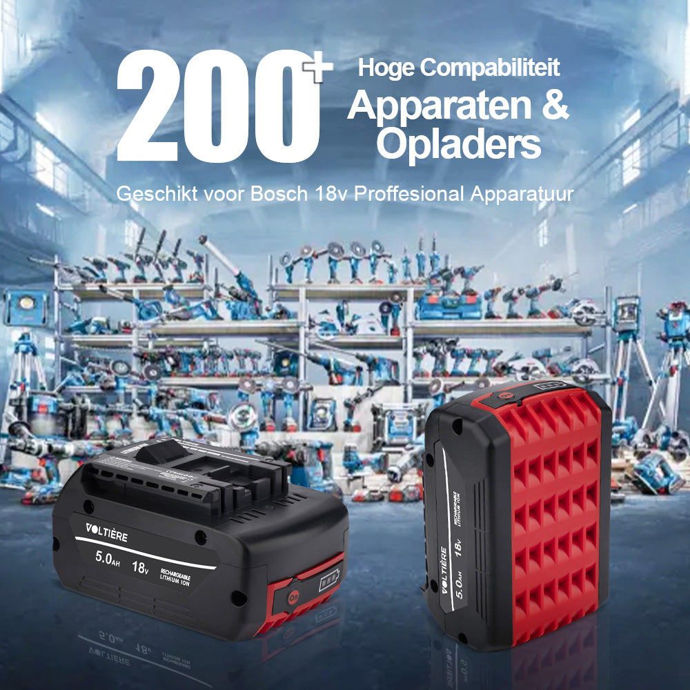 Voltière 5 ah Accu Geschikt voor 18v Bosch Professional Apparatuur - 5000 mAh - GBA Series