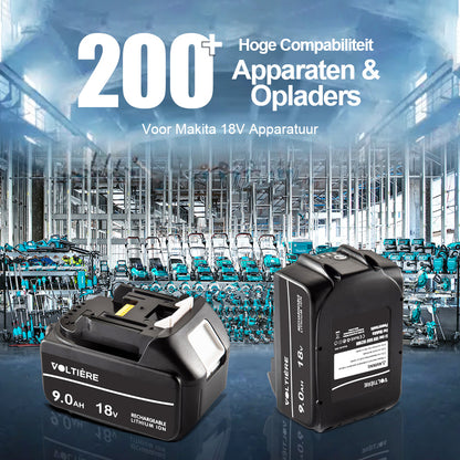 Voltière 9 ah Accu Geschikt voor 18v Makita Apparatuur - 9000 mAh - BL1850B
