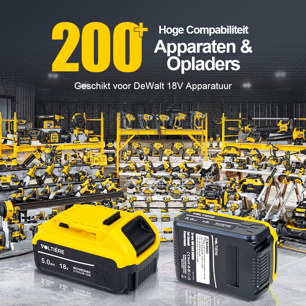 Voltière 5 ah Accu Geschikt voor 18v DeWalt Apparatuur - 5000 mAh - DCB184 Series