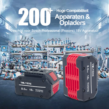 Voltière 8 ah Accu Geschikt voor 18v Bosch Professional Apparatuur - 8000 mAh - Voor ProCore GBA Series