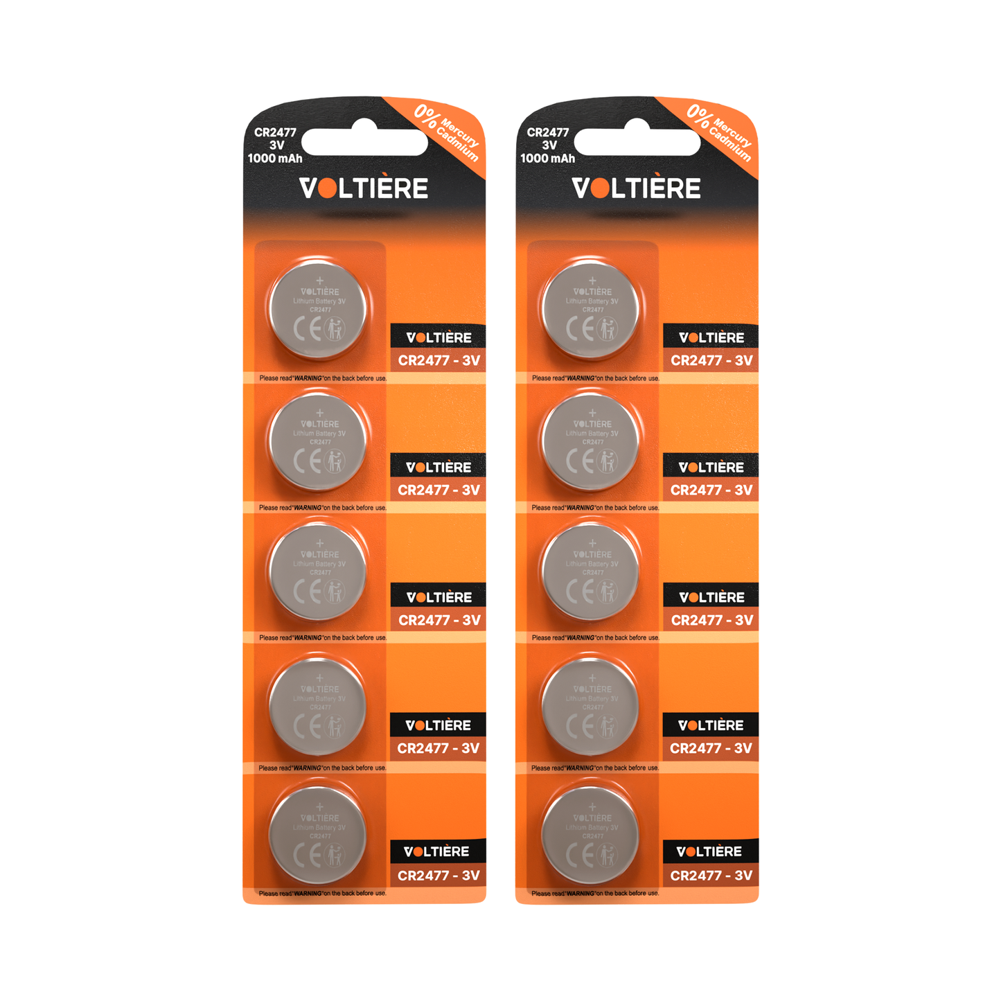 Voltière 10-Pack CR2477 Batterij - Lithium Knoopcel Batterijen - CR2477 Knoopcelbatterij - 10 Stuks