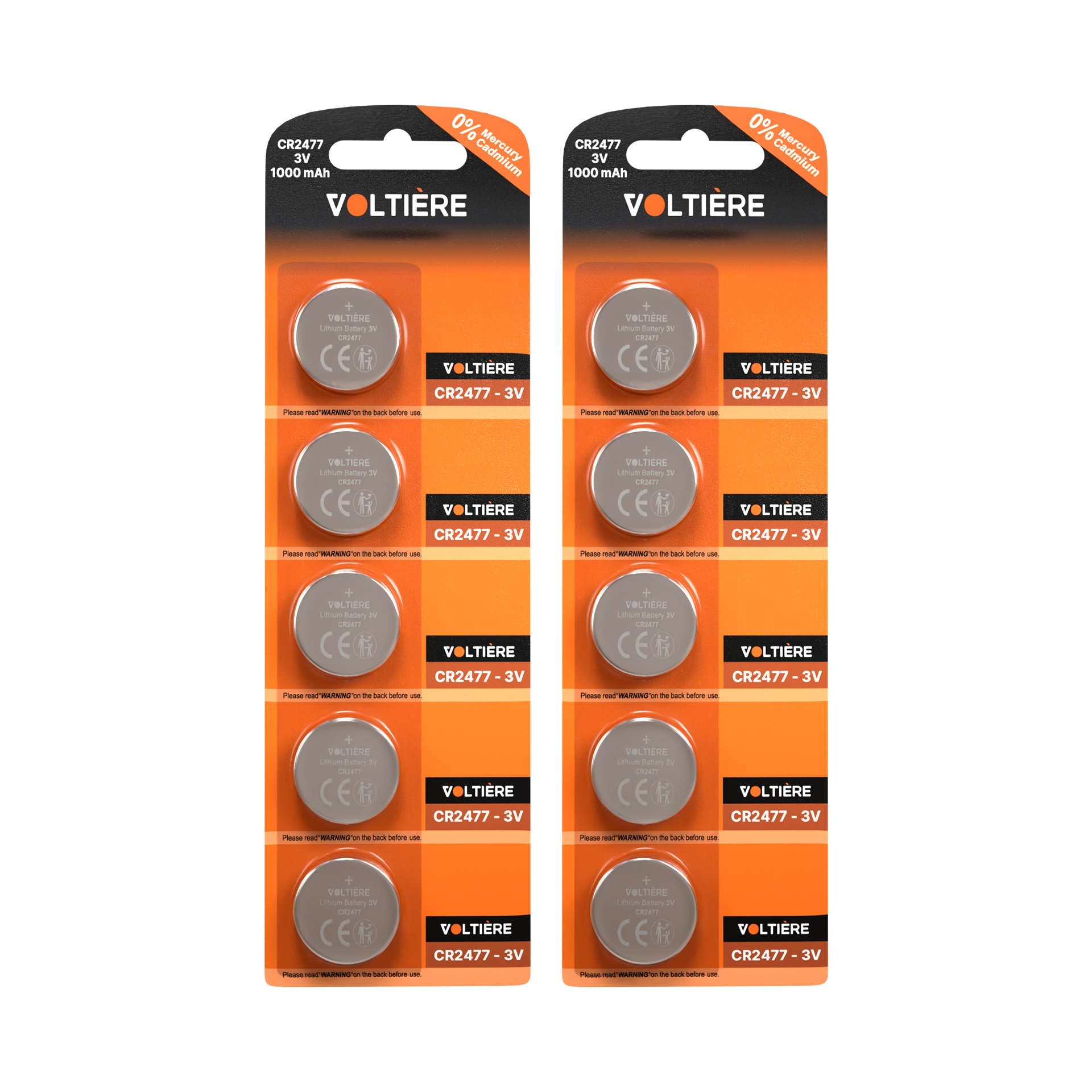 Voltière 10-Pack CR2477 Batterij - Lithium Knoopcel Batterijen - CR2477 Knoopcelbatterij - 10 Stuks