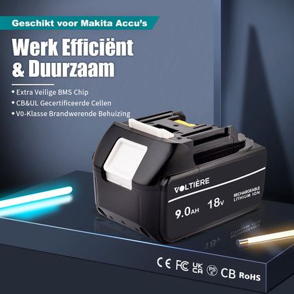 Voltière 9 ah Accu Geschikt voor 18v Makita Apparatuur - 9000 mAh - BL1850B