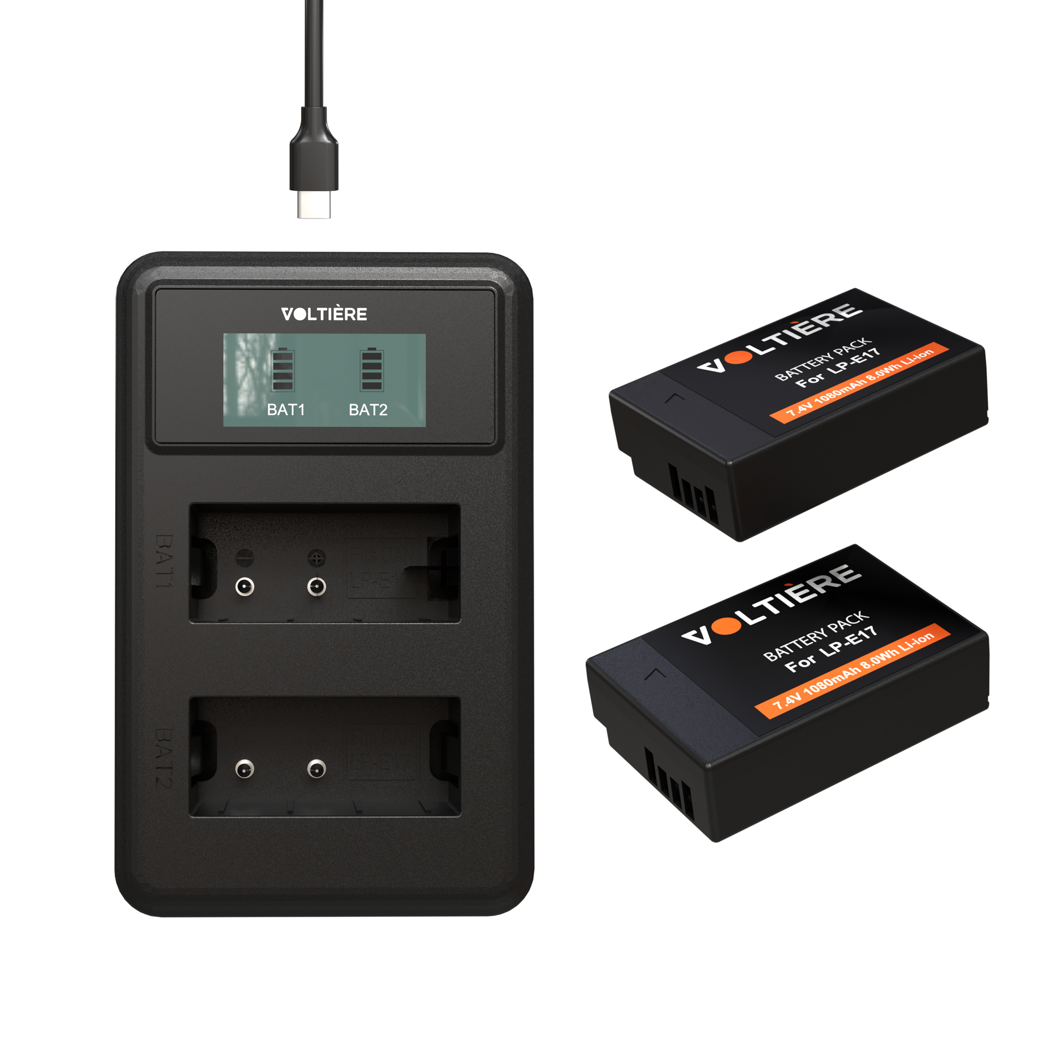 Voltière LP-E17 Accu Set voor Digitale Camera's - LP-E17 Accu's + Oplader geschikt voor Canon Camera's