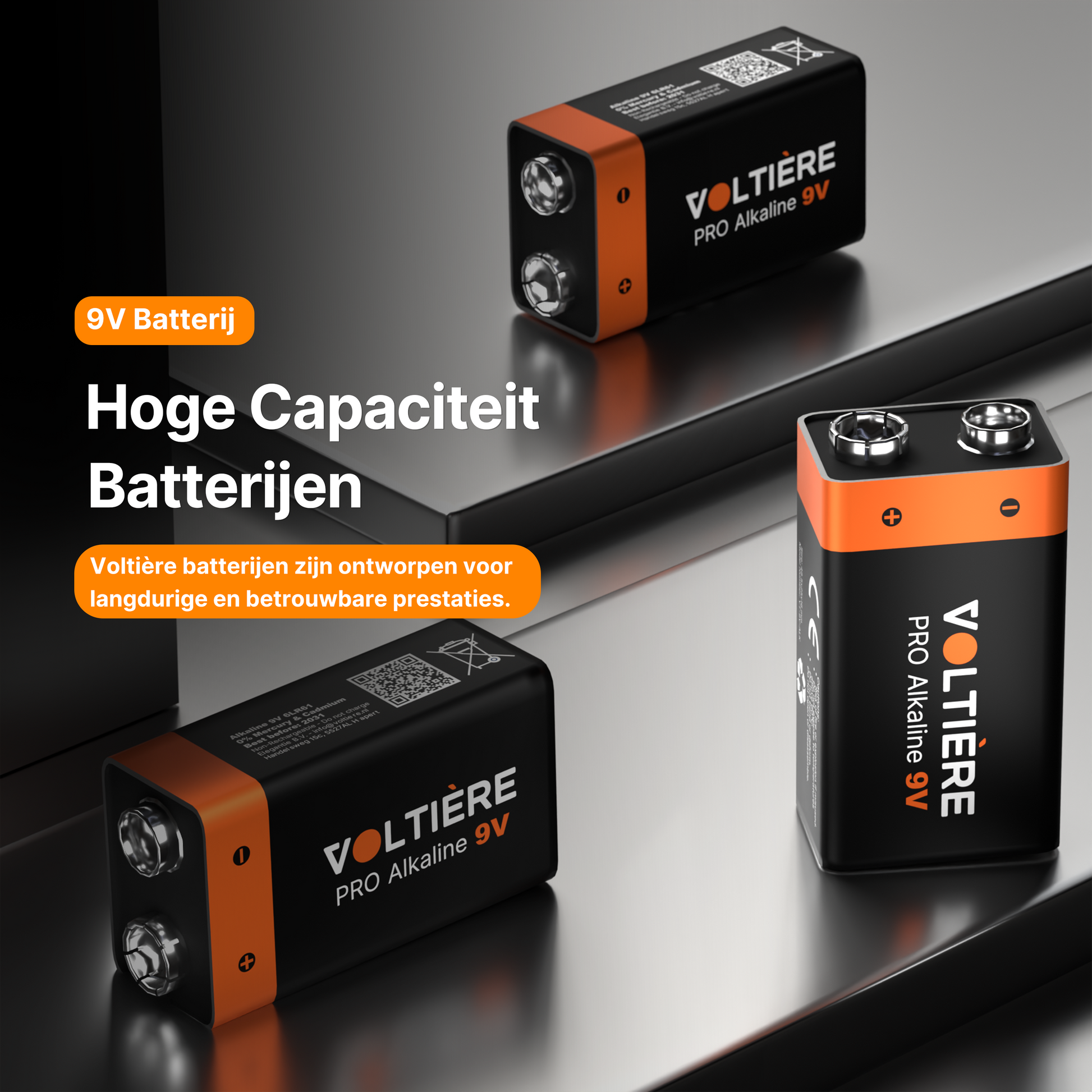 Voltière 10-Pack PRO Alkaline 9V Batterij - 6LR61