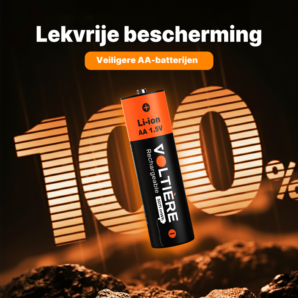 Voltière 4-Pack Oplaadbare Batterijen AA - 3071 mWH AA Batterij met 2in1 Oplaadkabel - Li-ion USB C Batterijen