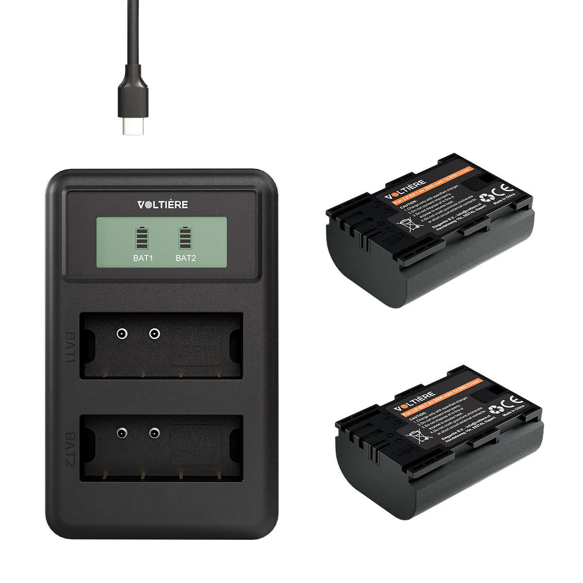 Voltière LP-E6 Accu Set voor Digitale Camera's - LP-E6 Accu's + Oplader geschikt voor Canon Camera's