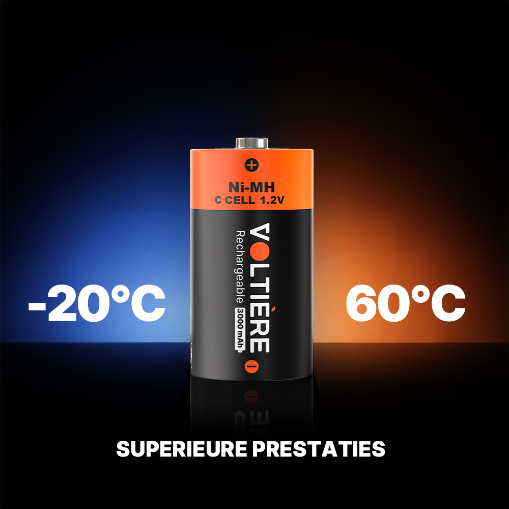 Voltière Oplaadbare Batterijen C - 3000 mAh - Ni-MH Batterij C - 4 Stuks