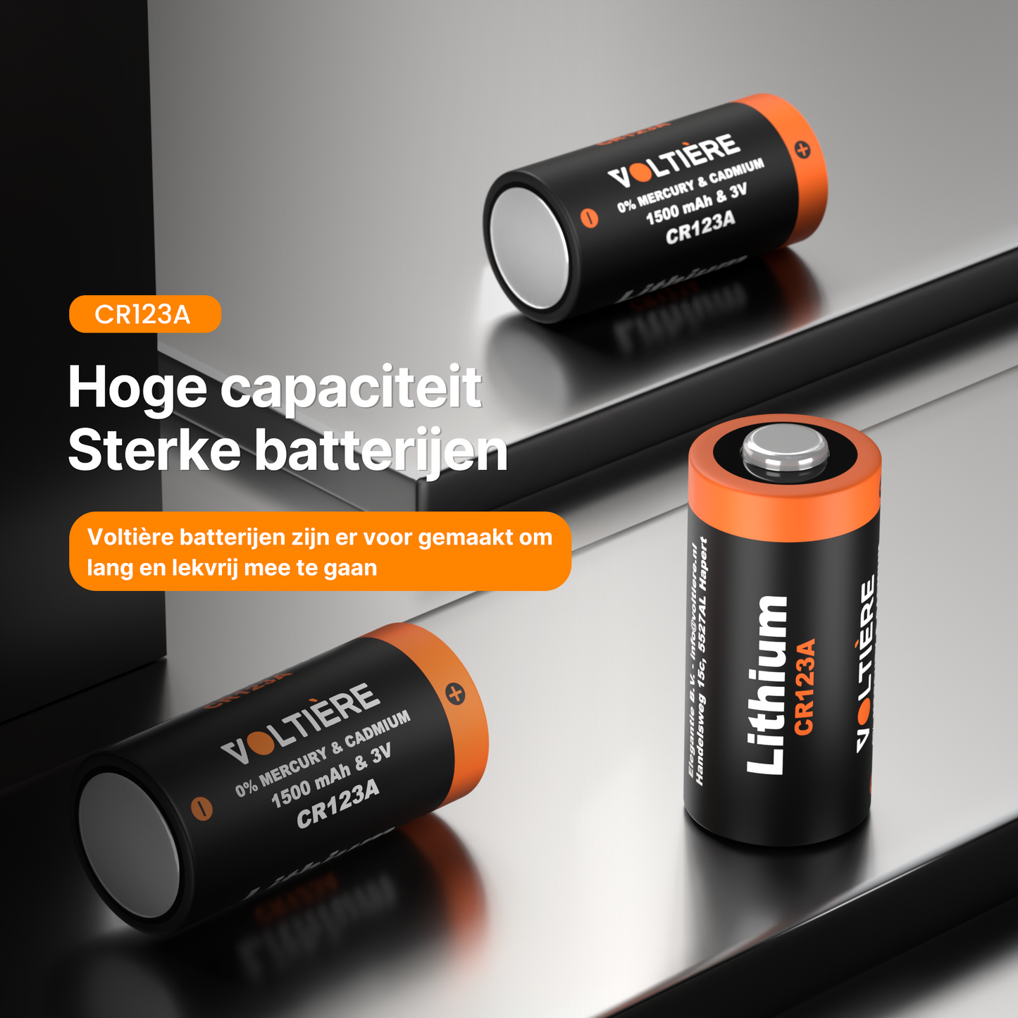 Voltière Lithium CR123A batterij - CR123 - CR123a 3V Batterij - 4 stuks