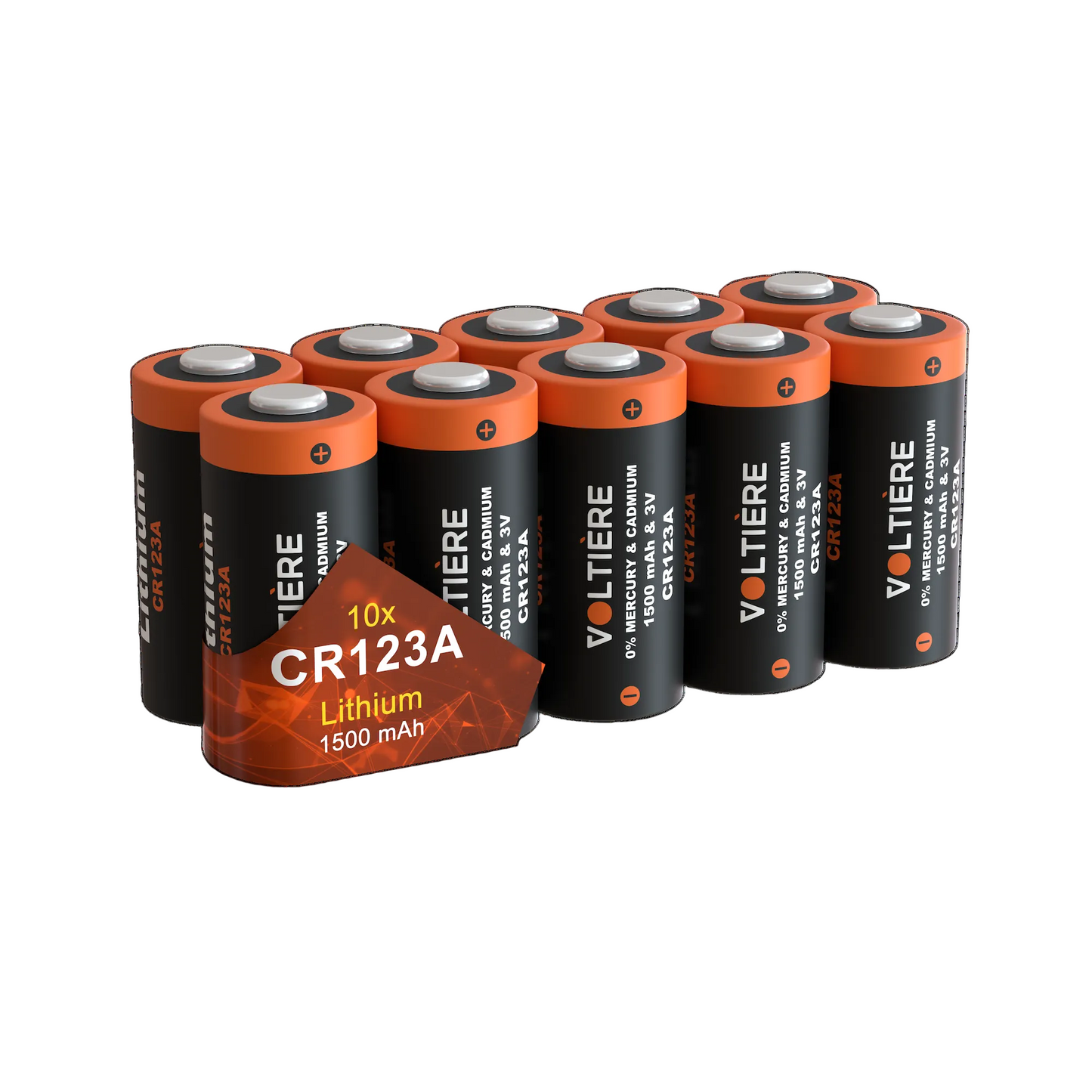 Voltière Lithium CR123A batterij - CR123 - CR123a 3V Batterij - 10 stuks