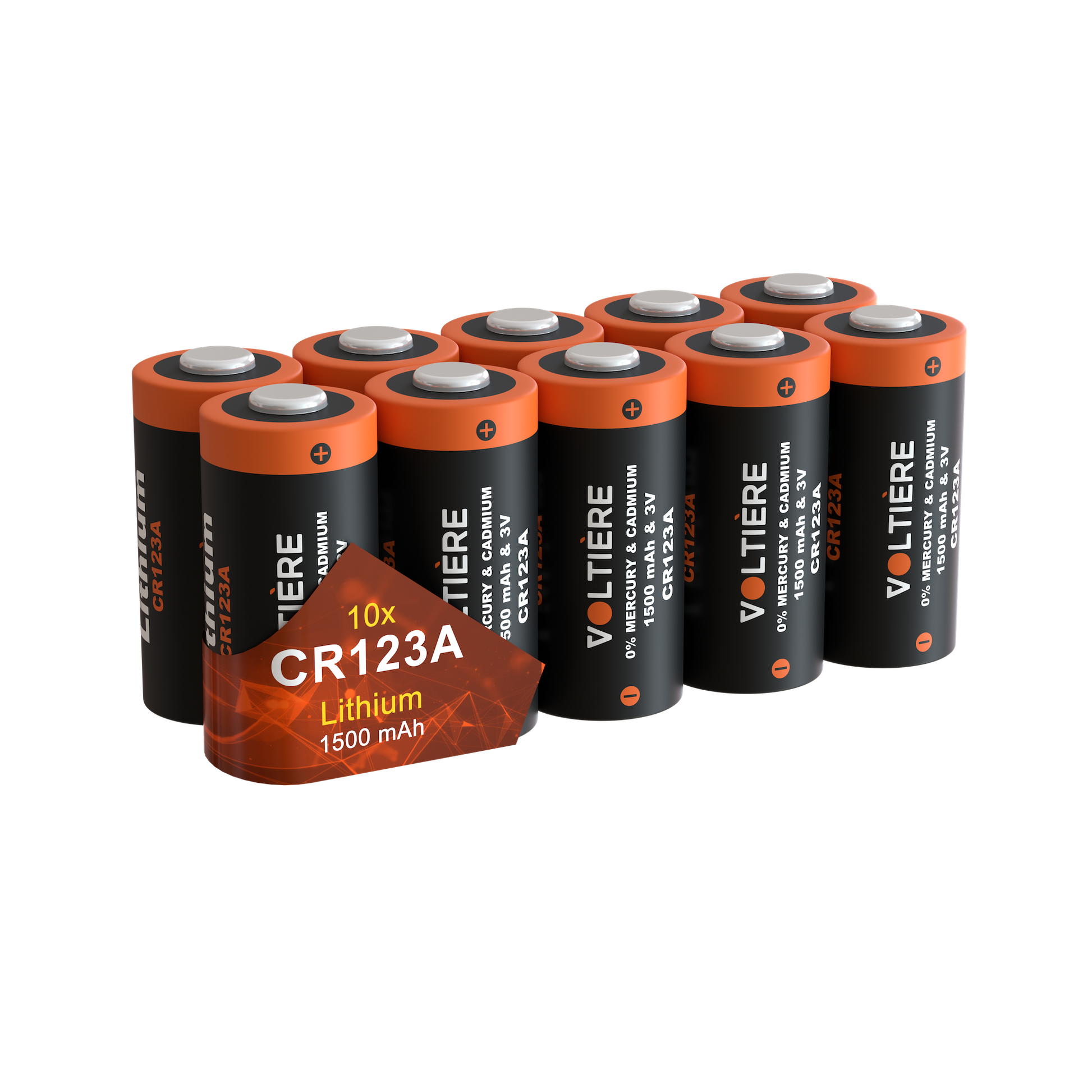 Voltière Lithium CR123A batterij - CR123 - CR123a 3V Batterij - 10 stuks
