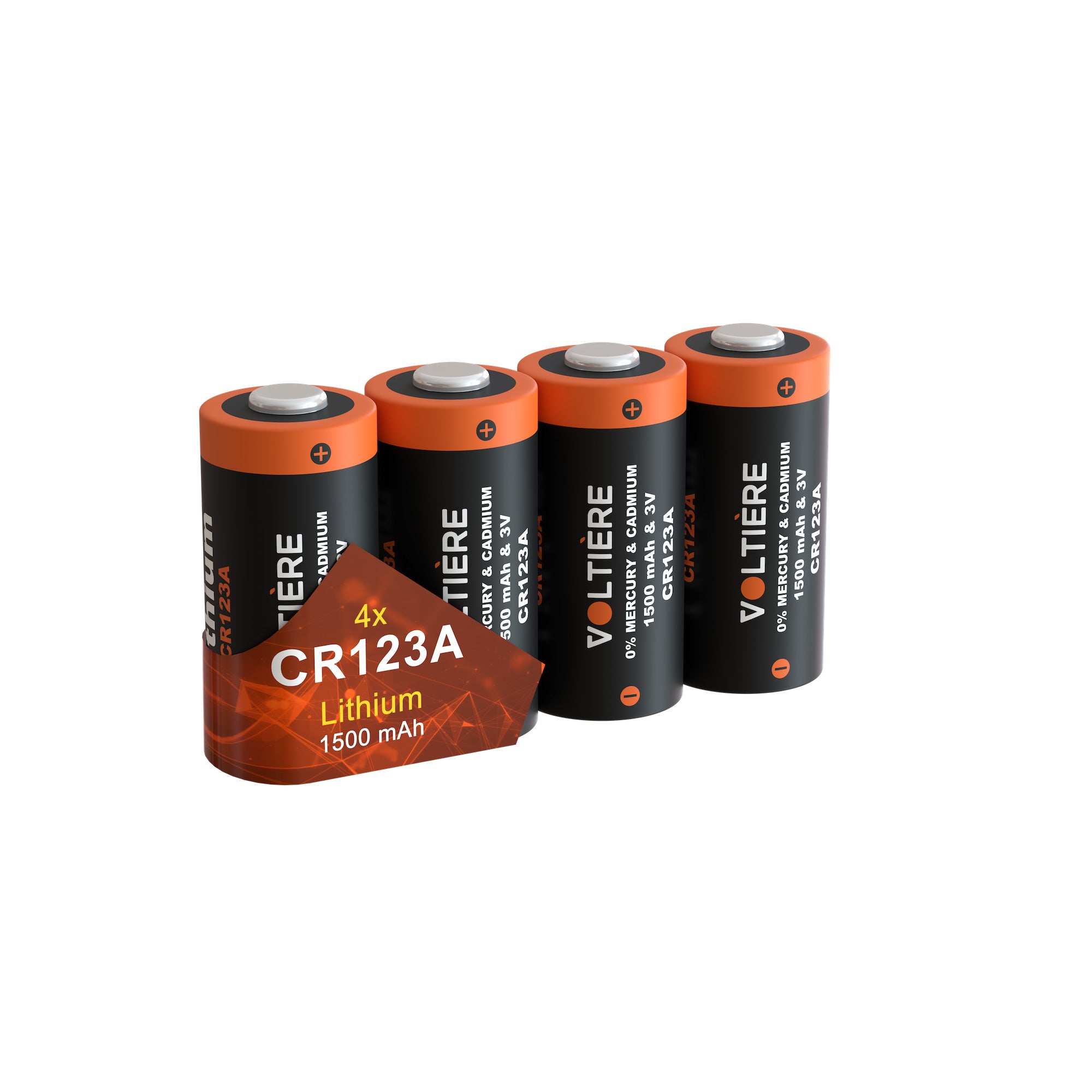 Voltière Lithium CR123A batterij - CR123 - CR123a 3V Batterij - 4 stuks