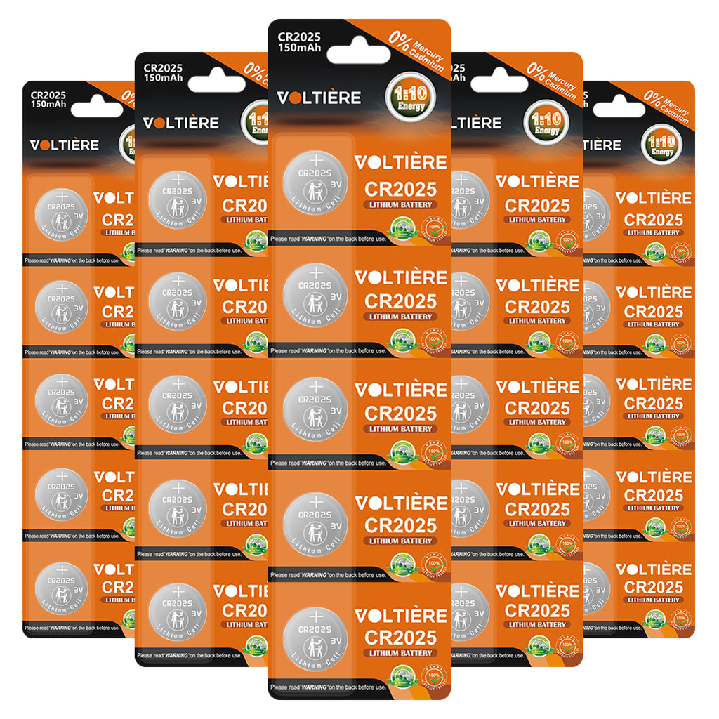Voltière 25-Pack CR2025 Knoopcel Batterij - Lithium 3v CR2025