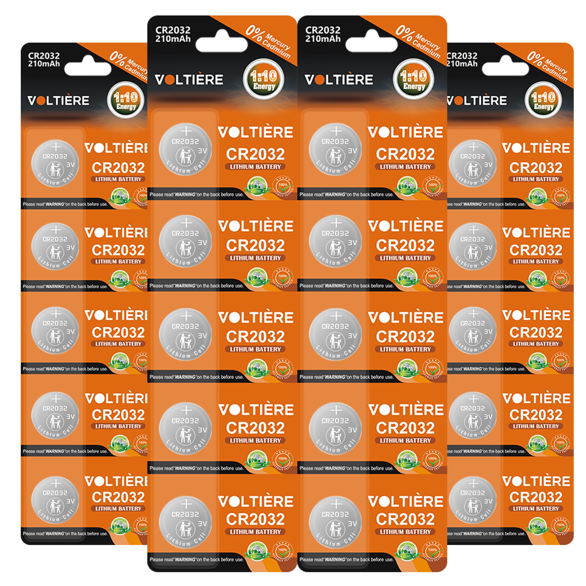Voltière 20-Pack CR2032 Knoopcel Batterij - Lithium 3v CR2032