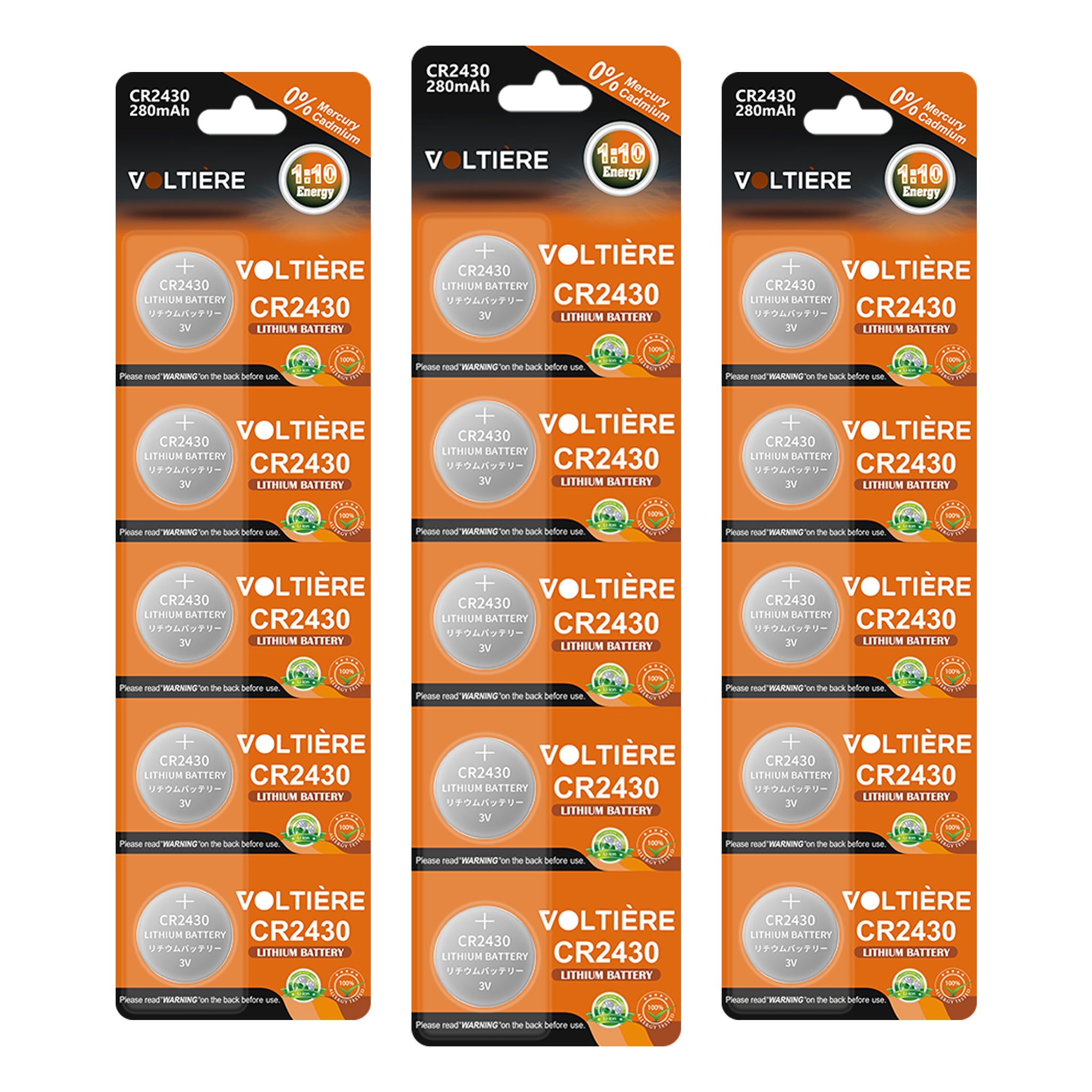 Voltière 15-Pack CR2430 Knoopcel Batterij - Lithium 3v CR2430