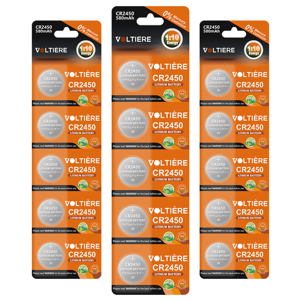 Voltière 15-Pack CR2450 Knoopcel Batterij - Lithium 3v CR2450