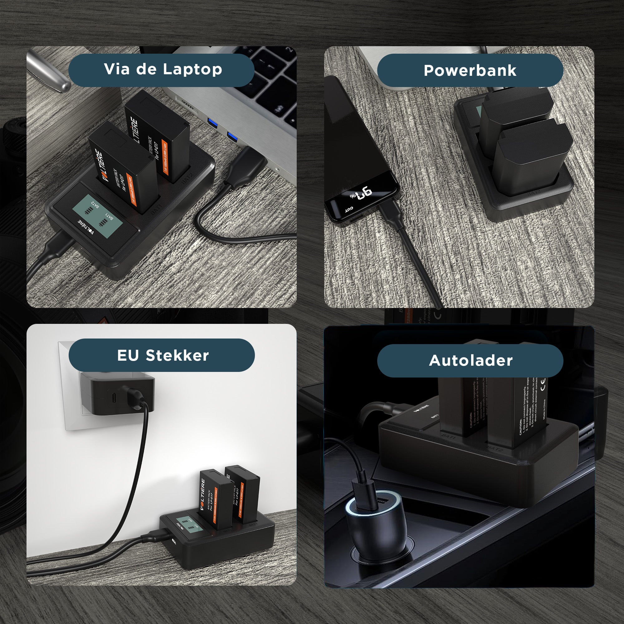 Voltière LP-E17 Accu Set voor Digitale Camera's - LP-E17 Accu's + Oplader geschikt voor Canon Camera's