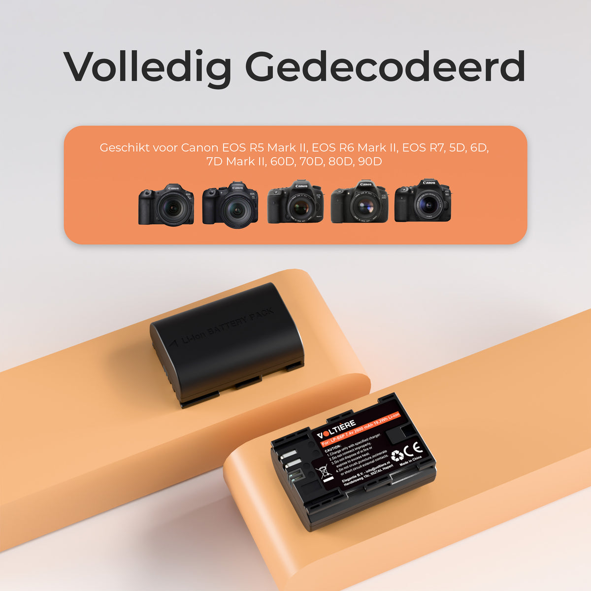 Voltière LP-E6P Li-ion Camera-accu 2600mAh – Geschikt voor Canon