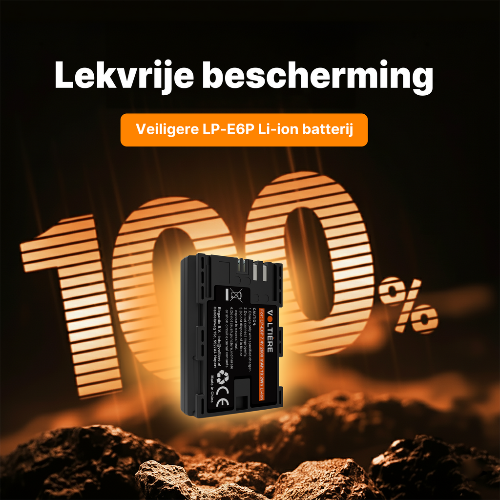 Voltière LP-E6P 2600 mAh Lithium Camera Accu - Geschikt voor 8K Canon Camera's