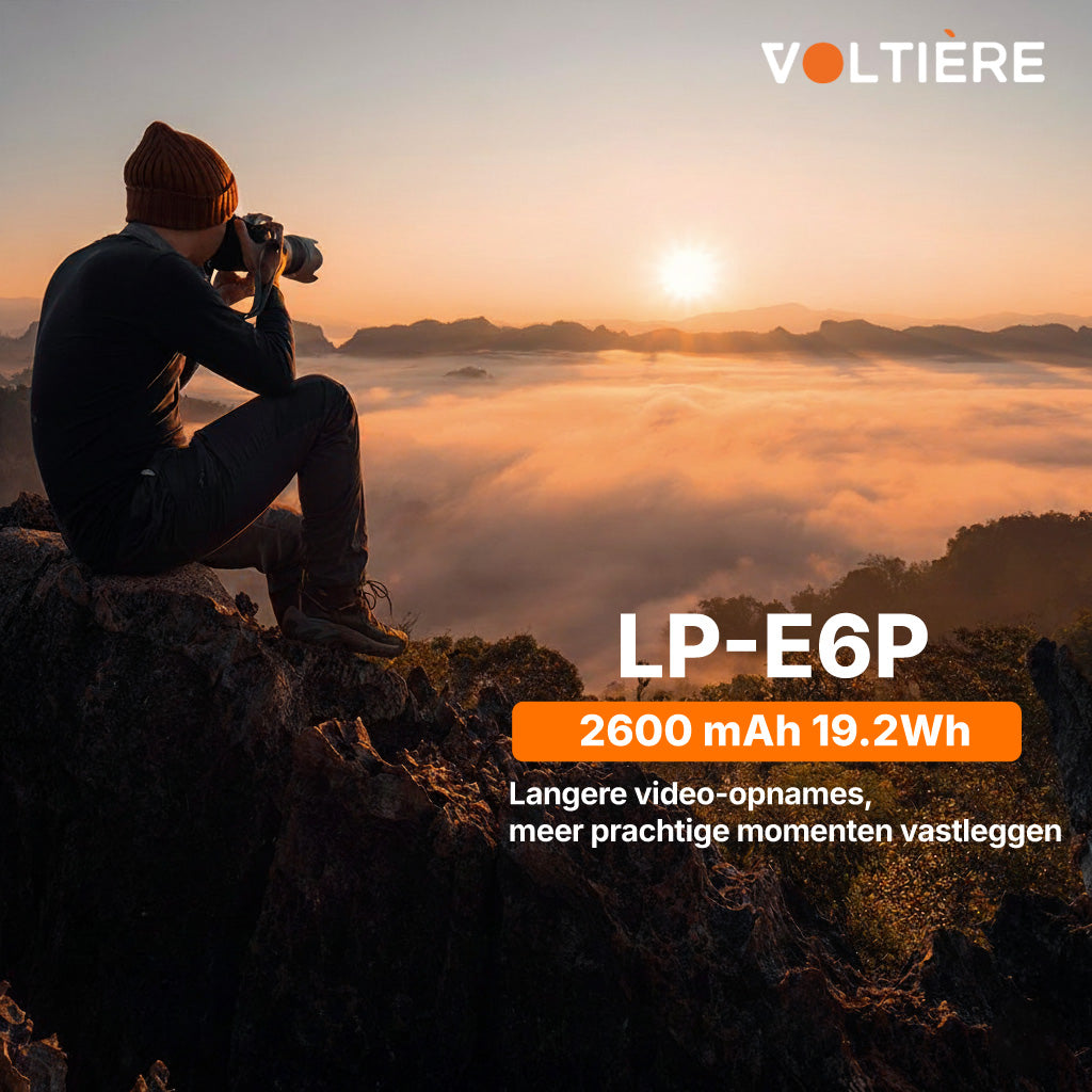Voltière LP-E6P 2600 mAh Lithium Camera Accu - Geschikt voor 8K Canon Camera's