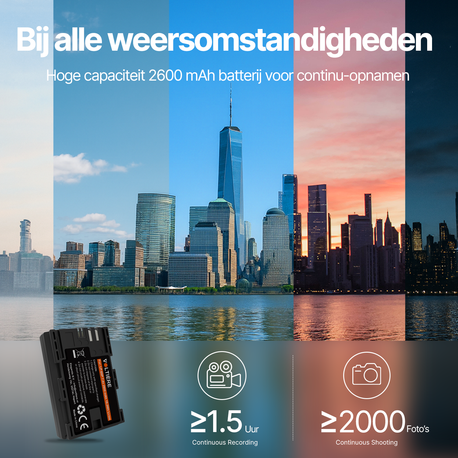 Voltière LP-E6P 2600 mAh Lithium Camera Accu - Geschikt voor 8K Canon Camera's