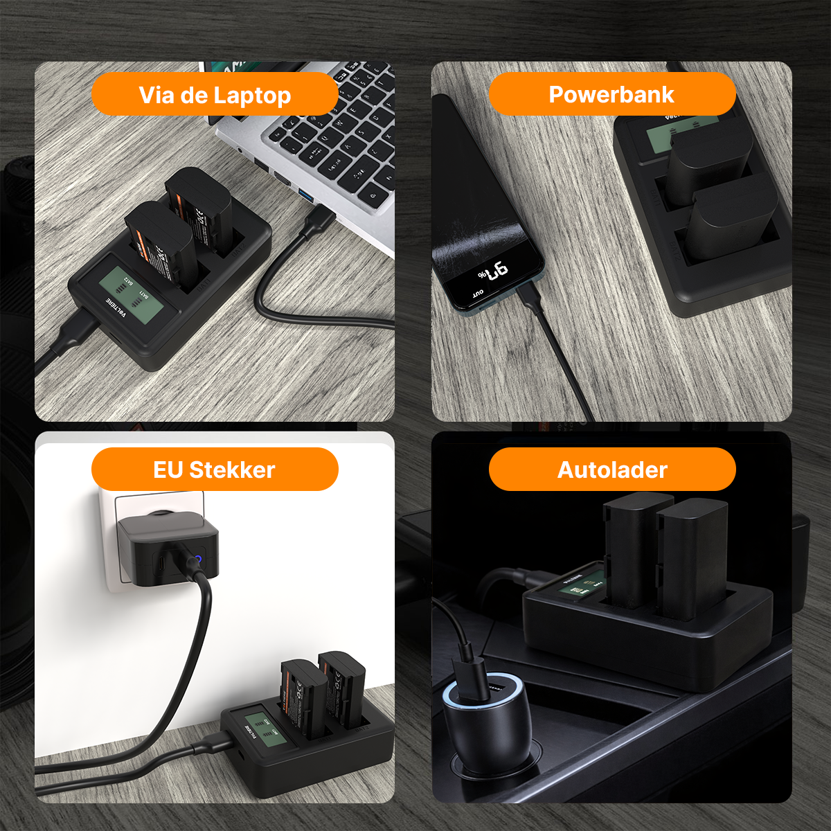 Voltière LP-E6 Accu Set voor Digitale Camera's - LP-E6 Accu's + Oplader geschikt voor Canon Camera's