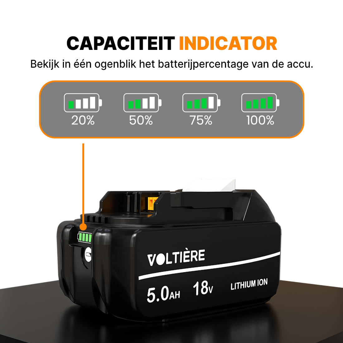 Voltière 5 ah Accu Geschikt voor 18v Makita Apparatuur - 5000 mAh - BL1850B