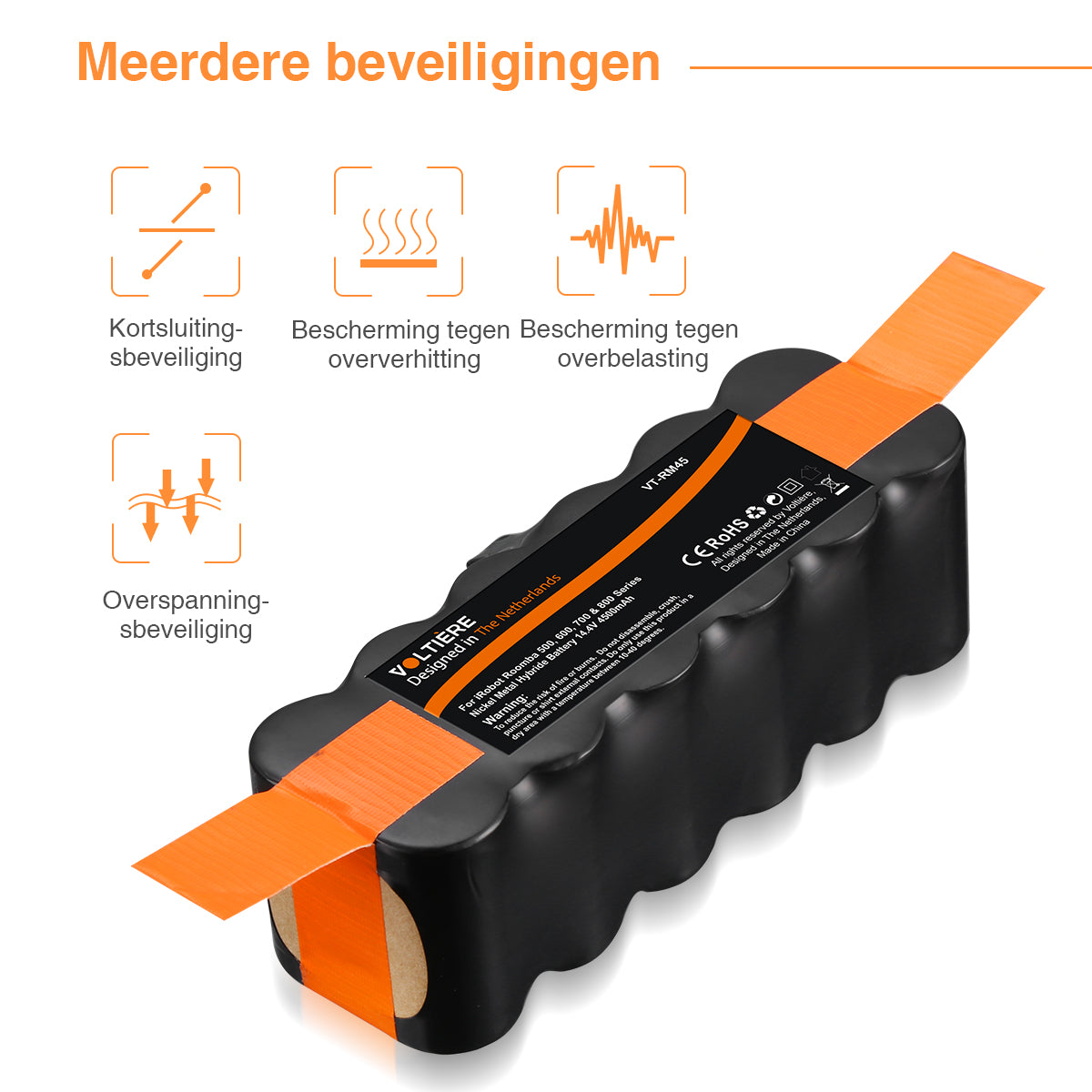 Voltière 14.4V 4500 mAh Pro Batterij Geschikt voor iRobot Roomba 500, 600, 700 & 800 Series Robot Stofzuigers