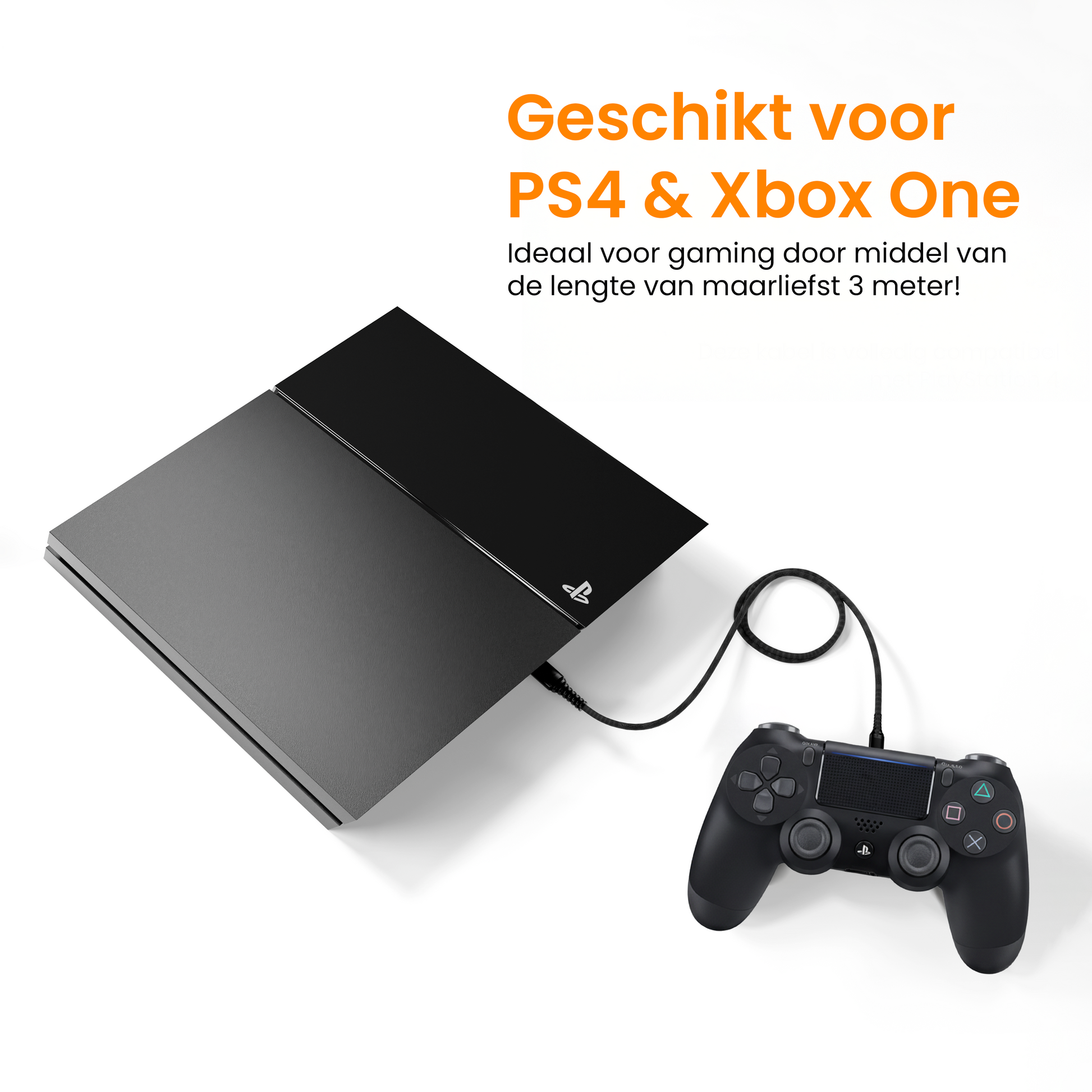 Voltière USB A naar Micro USB Kabel - PlayStation 4 oplaadkabel - 3 Meter