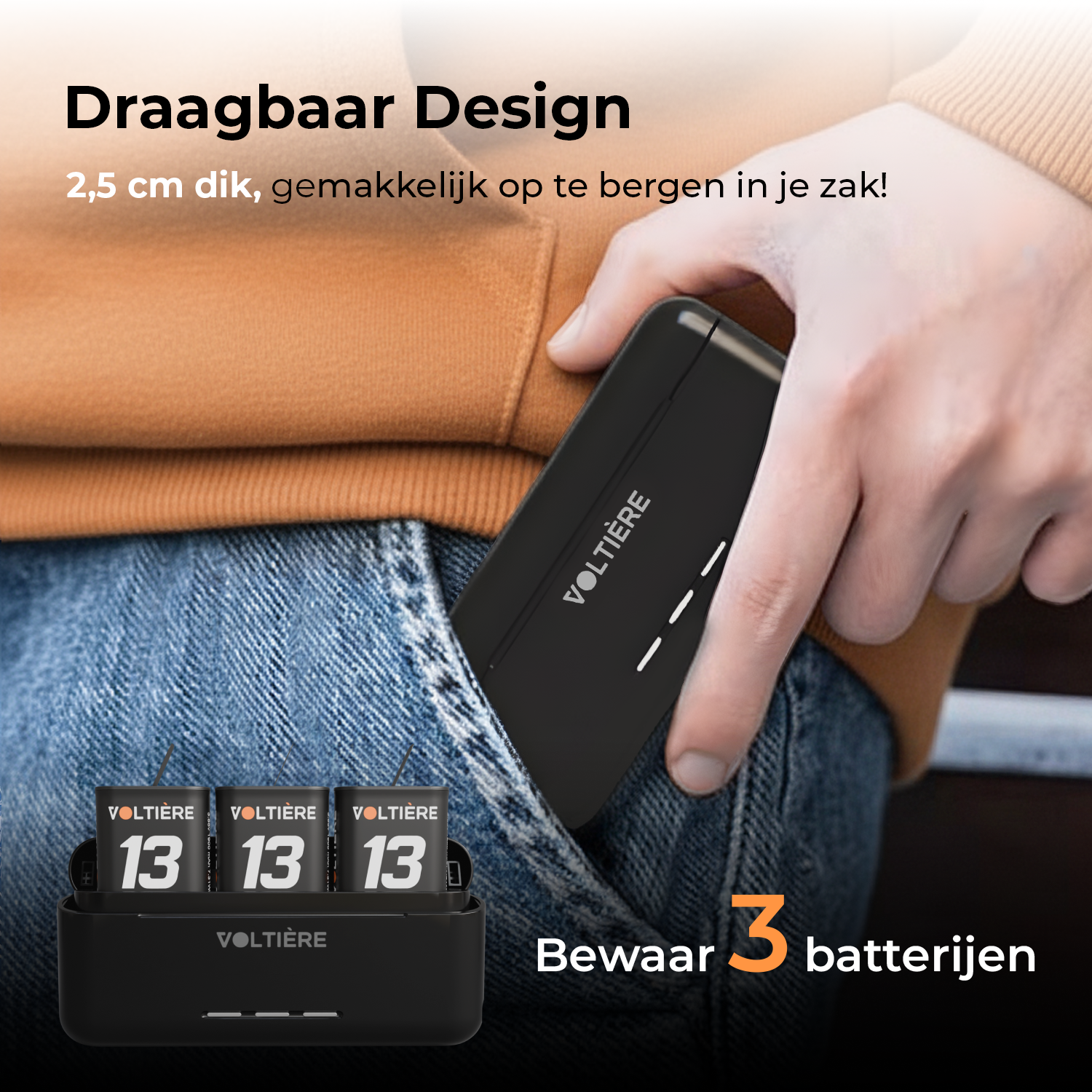 Voltière Oplader met 3 Batterijen geschikt voor GoPro 13 - Snelle oplader met accu's geschikt voor Go Pro Hero 13