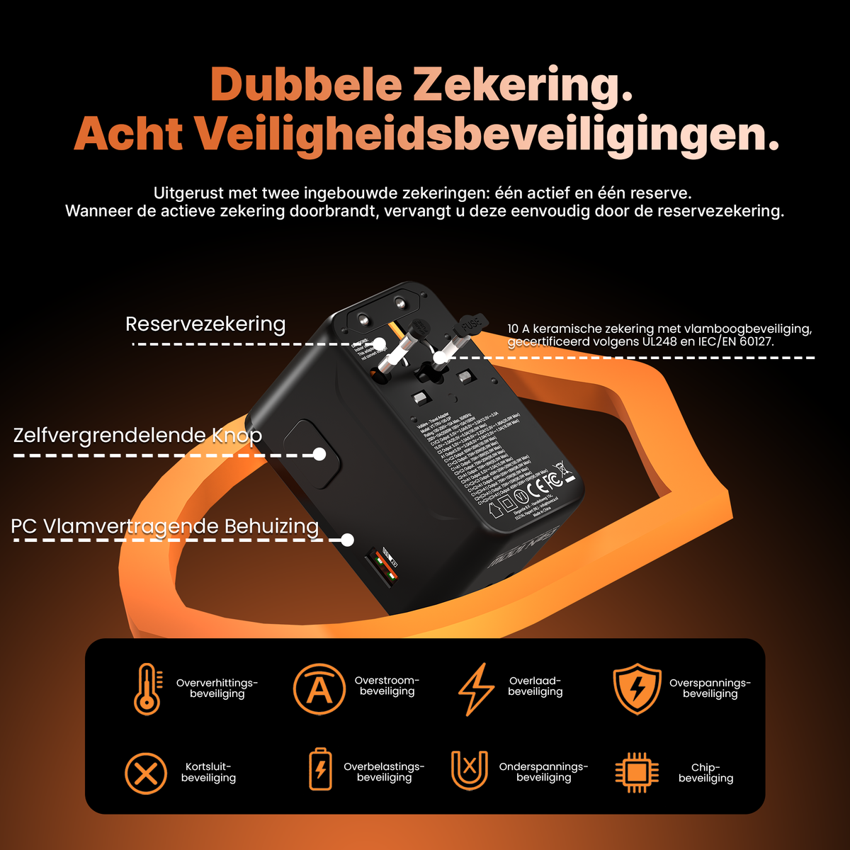 Voltière wereldstekker 100W met USB-C en smart display
